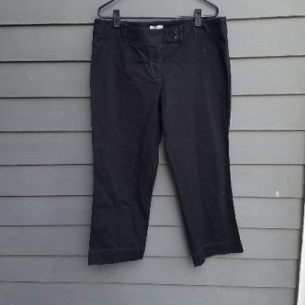 LOFT Black Marisa Flat Front Pants with Back Pockets Size 12